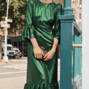 Tuckernuck Emerald Crinkle  Lillith Dress Medium